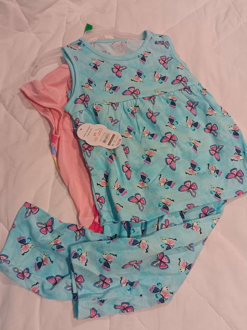 Precious Moments 🍑 Pink & Blue Butterfly Tank Pajama Set with Pants